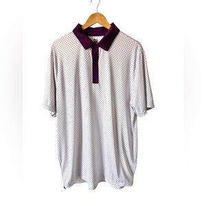 Graham Luxe Golf Polo XL White Eggplant Dot Performance Shirt